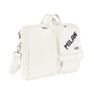 milan 430 since 1918 maletin para portatiles hasta 17" cierre de cremallera 3 compartimentos 42x34x9cm color beige