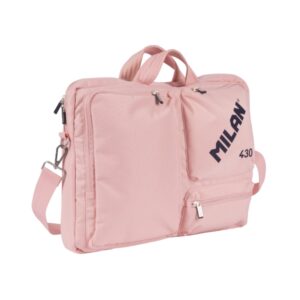 milan 430 since 1918 maletin para portatiles hasta 17" cierre de cremallera 3 compartimentos 42x34x9cm color rosa