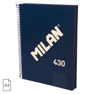 milan 430 since 1918 cuaderno a4 con espiral cuadricula 5x5mm 120 hojas de 95g tapa dura color azul