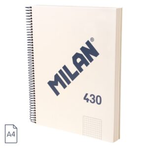 milan 430 since 1918 cuaderno a4 con espiral cuadricula 5x5mm 120 hojas de 95g tapa dura color beige