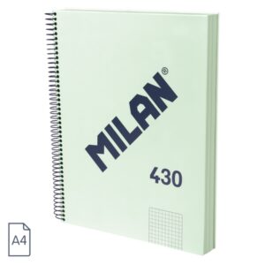 milan 430 since 1918 cuaderno a4 con espiral cuadricula 5x5mm 120 hojas de 95g tapa dura color menta