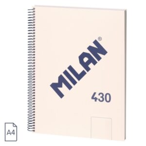 milan 430 since 1918 cuaderno a4 con espiral hojas blancas 80 hojas de 95g tapa dura color beige