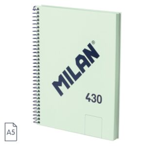 milan 430 since 1918 cuaderno a5 con espiral hojas blancas 80 hojas de 95g tapa dura color menta