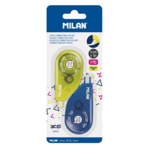 milan acid pocket pack de 2 cintas correctoras presentacion en blister 2mm x 5m color amarillo
