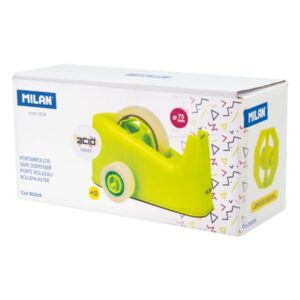 milan acid portarrollos de sobremesa doble adaptador compatible con cintas de 25mm y 75mm color amarillo