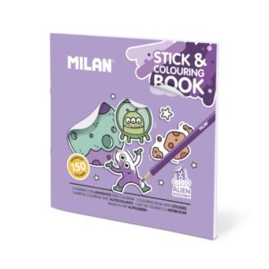 milan alien invasion cuaderno para colorear con adhesivos 140g 21x21cm colores surtidos