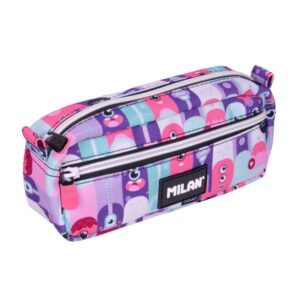 milan aliens 2 estuche portatodo rectangular 2 cremalleras 21x8.5x6.1cm color rosa