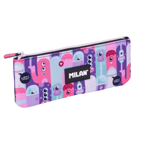 milan aliens 2 estuche portatodo plano compacto cierre de cremallera 23x9x1.5cm color rosa
