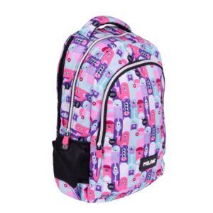 milan aliens 2 mochila escolar 21l bolsillos laterales de malla compartimento interior para portatil 2 cremalleras 45x30x12cm color rosa