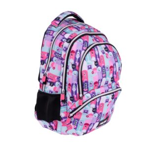 milan aliens 2 mochila escolar 25l bolsillos laterales de malla compartimento interior para portatil 4 cremalleras 46.5x30x17cm color rosa