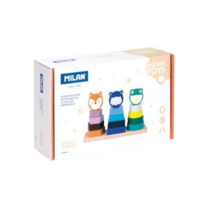 milan animal towers juguete educativo de madera torres apilables a partir de 12 meses multicolor