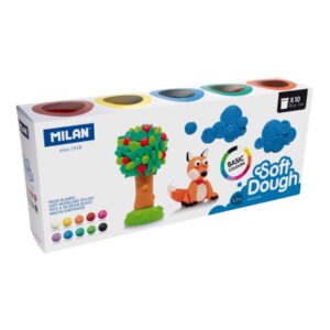 milan basic soft dough pack de 10 botes de pasta blanda 100% vegetal moldeable sin residuos colores mezclables 85g por unidad colores surtidos