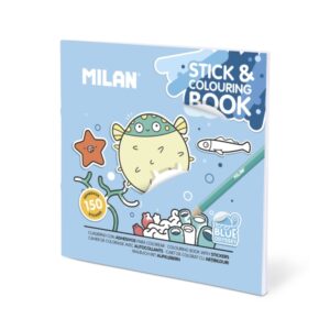 milan blue odyssey cuaderno para colorear con adhesivos 140g 21x21cm colores surtidos