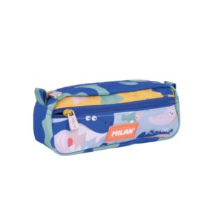 milan blue odyssey estuche portatodo rectangular 2 cremalleras 21x8.5x6.1cm multicolor