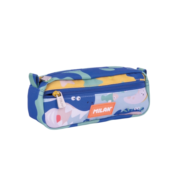 milan blue odyssey estuche portatodo rectangular 2 cremalleras 21x8.5x6.1cm multicolor