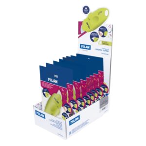 milan capsule acid expositor con 8 blisters de cuters hoja ceramica reemplazable bloqueo de seguridad ergonomico color amarillo