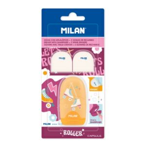 milan capsule roller afilaborra 2 gomas de recambio cuchilla de acero de seguridad color rosa
