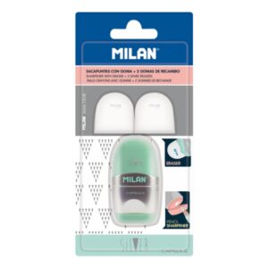 milan capsule silver afilaborra 2 gomas de recambio cuchilla de acero de seguridad colores surtidos