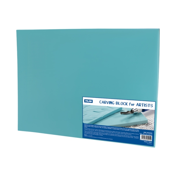 milan carving block plancha de grabado vinilo flexible formato xl 30x22x0.6cm color azul