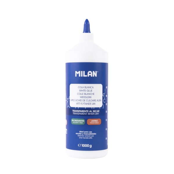 milan cola blanca liquida 1kg botella con dosificador multisuperficies color blanco