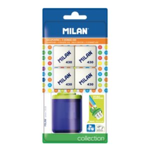 milan collection pack de sacapuntas + 4 gomas 430 colores surtidos