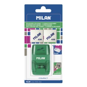 milan compact afilaborra 2 gomas de recambio cuchilla de acero de seguridad doble agujero para normal y maxi colores surtidos