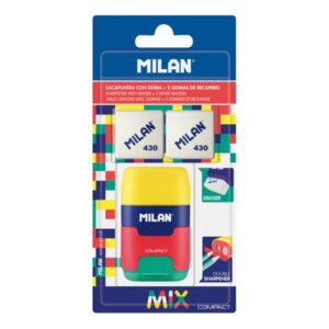 milan compact mix afilaborra 2 gomas de recambio cuchilla de acero de seguridad doble agujero para normal y maxi colores surtidos