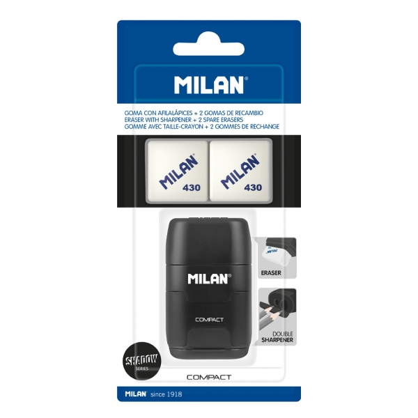 milan compact shadow afilaborra 2 gomas de recambio cuchilla de acero de seguridad doble agujero para normal y maxi color negro