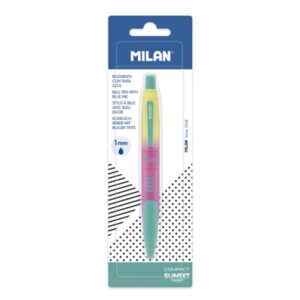 milan compact sunset blister con 1 boligrafo de bola retractil tinta azul punta redonda 1mm colores surtidos