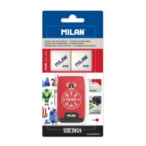 milan compact vikings afilaborra 2 gomas de recambio cuchilla de acero de seguridad doble agujero para normal y maxi colores surtidos