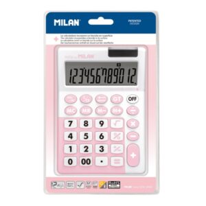milan edicion + calculadora 12 digitos superficie antibacteriana blister color rosa
