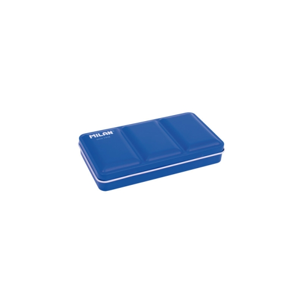 milan estuche vacio para 12 medios godets de acuarela metalico bandeja abatible anilla posterior color azul marino