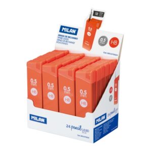 milan expositor con 24 cajas de 12 minas 0.5mm dureza hb color naranja