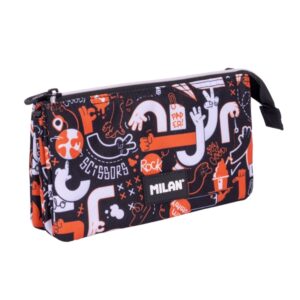 milan fingers estuche portatodo 5 compartimentos 22x12x4cm color naranja