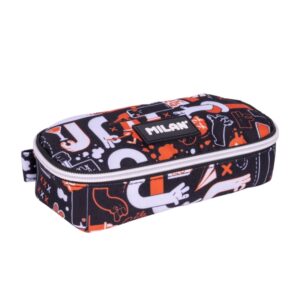 milan fingers estuche portatodo ovalado cierre con cremallera malla interior 20.5x9x5.5cm color naranja