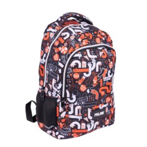 milan fingers mochila escolar 21l bolsillos laterales de malla compartimento interior para portatil 2 cremalleras 45x30x12cm color naranja
