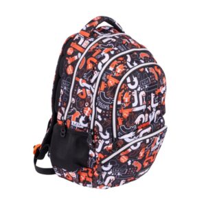 milan fingers mochila escolar 25l bolsillos laterales de malla compartimento interior para portatil 4 cremalleras 46.5x30x17cm color naranja