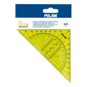 milan flex and resistant acid escuadra geometrica 14cm borde biselado flexible translucido color rosa