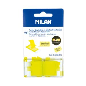 milan fluo dispensador 50 marcadores reposicionables translucidos 45x25mm color amarillo