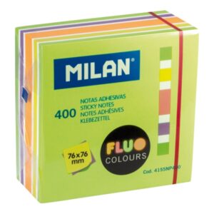 milan fluo pack de 400 notas adhesivas colores neon 76x76mm color verde