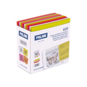milan fluo pack de 600 notas adhesivas translucidas removibles 76x76mm colores surtidos