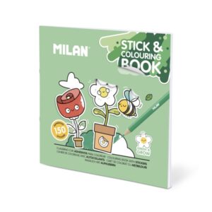 milan green and grow cuaderno para colorear con adhesivos 140g 21x21cm colores surtidos