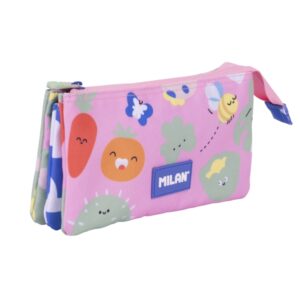 milan green and grow estuche portatodo 5 compartimentos 22x12x4cm multicolor