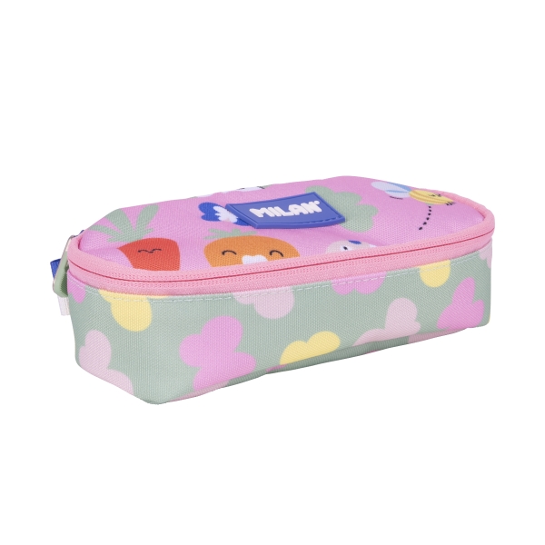 milan green and grow estuche portatodo ovalado cierre con cremallera malla interior 20.5x9x5.5cm multicolor