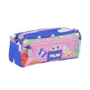 milan green and grow estuche portatodo rectangular 2 cremalleras 21x8.5x6.1cm multicolor
