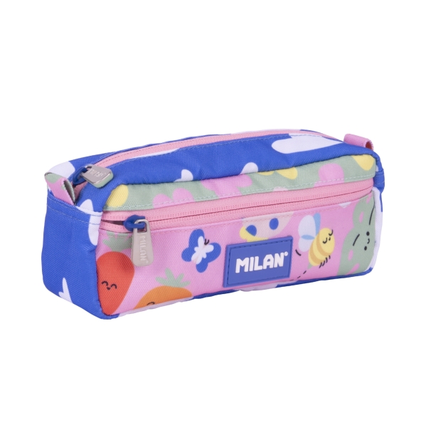 milan green and grow estuche portatodo rectangular 2 cremalleras 21x8.5x6.1cm multicolor