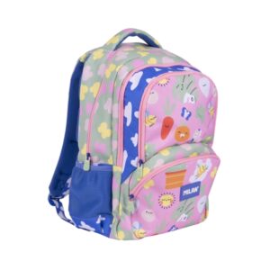 milan green and grow mochila escolar 25l bolsillos laterales de malla compartimento interior para portatil 4 cremalleras 46.5x30x17cm multicolor