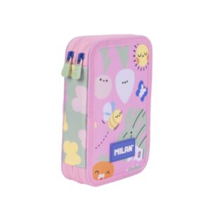 milan green and grow plumier de 2 pisos con regla sacapuntas gomas de borrar lapices de grafito y de colores rotuladores boligrafo azul 19.5x13x5cm multicolor