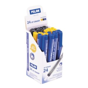 milan jet eraser expositor con 24 portagomas automaticos redondo colores surtidos