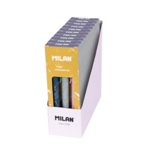 milan lava caja de regalo con 3 boligrafos de bola retractiles punta redonda 1mm tinta azul colores surtidos